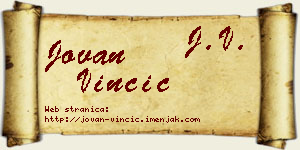 Jovan Vinčić vizit kartica